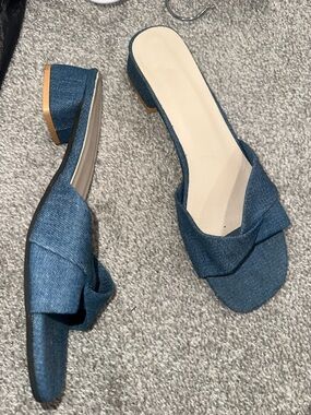 Women’s Denim Knot Slide Sandals - Blue